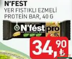 N'FEST YER FISTIKLI EZMELİ PROTEİN BAR 40 G fiyat ve kampanya bilgisi
